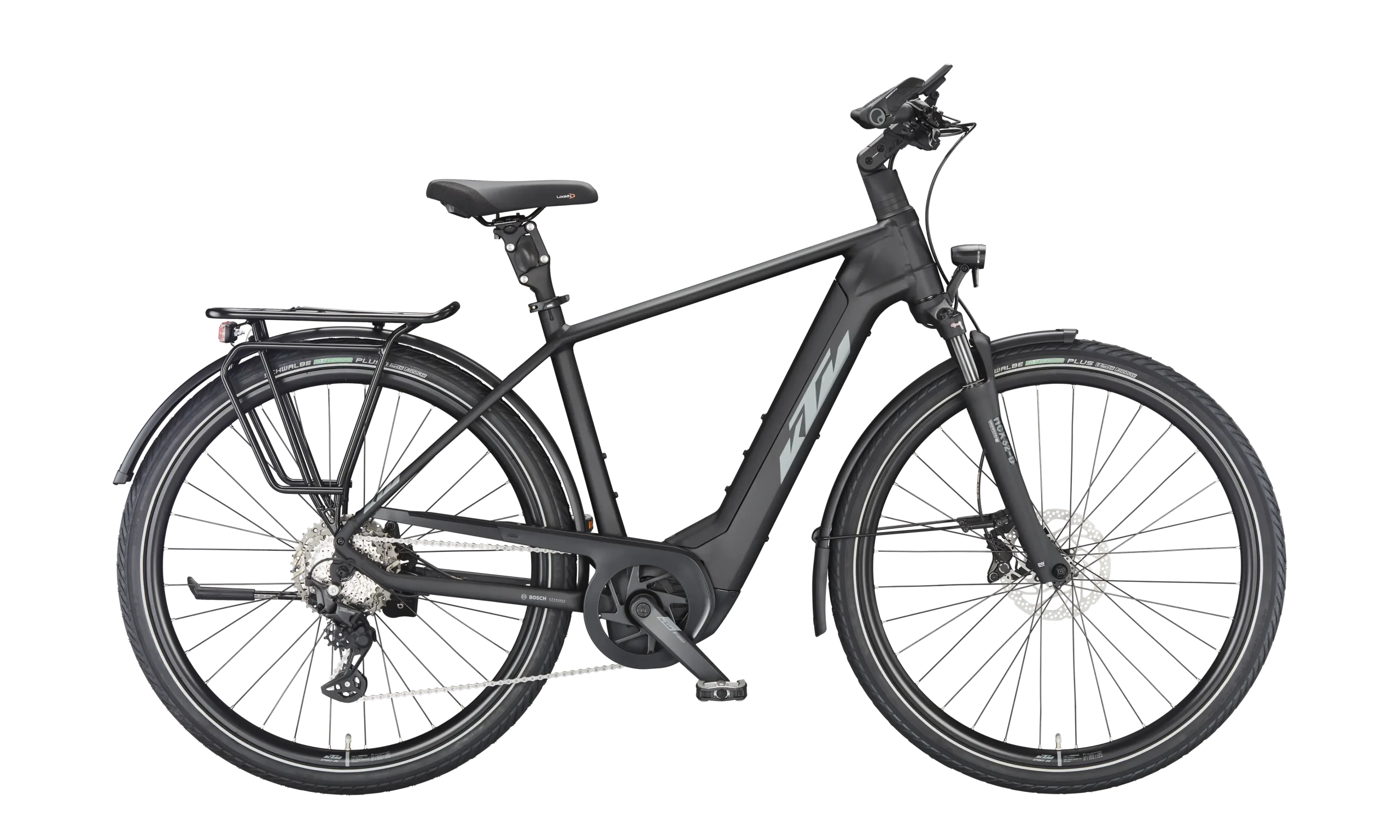 KTM MACINA STYLE 730 - ELEKTROMOS FÉRFI TREKKING KERÉKPÁR - BLACK MATT (GREY+ORANGE)