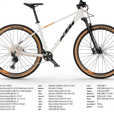 KTM ULTRA 1964 COMP 29 - MTB KERÉKPÁR - OPAL WHITE (BLACK+ORANGE) - 2027